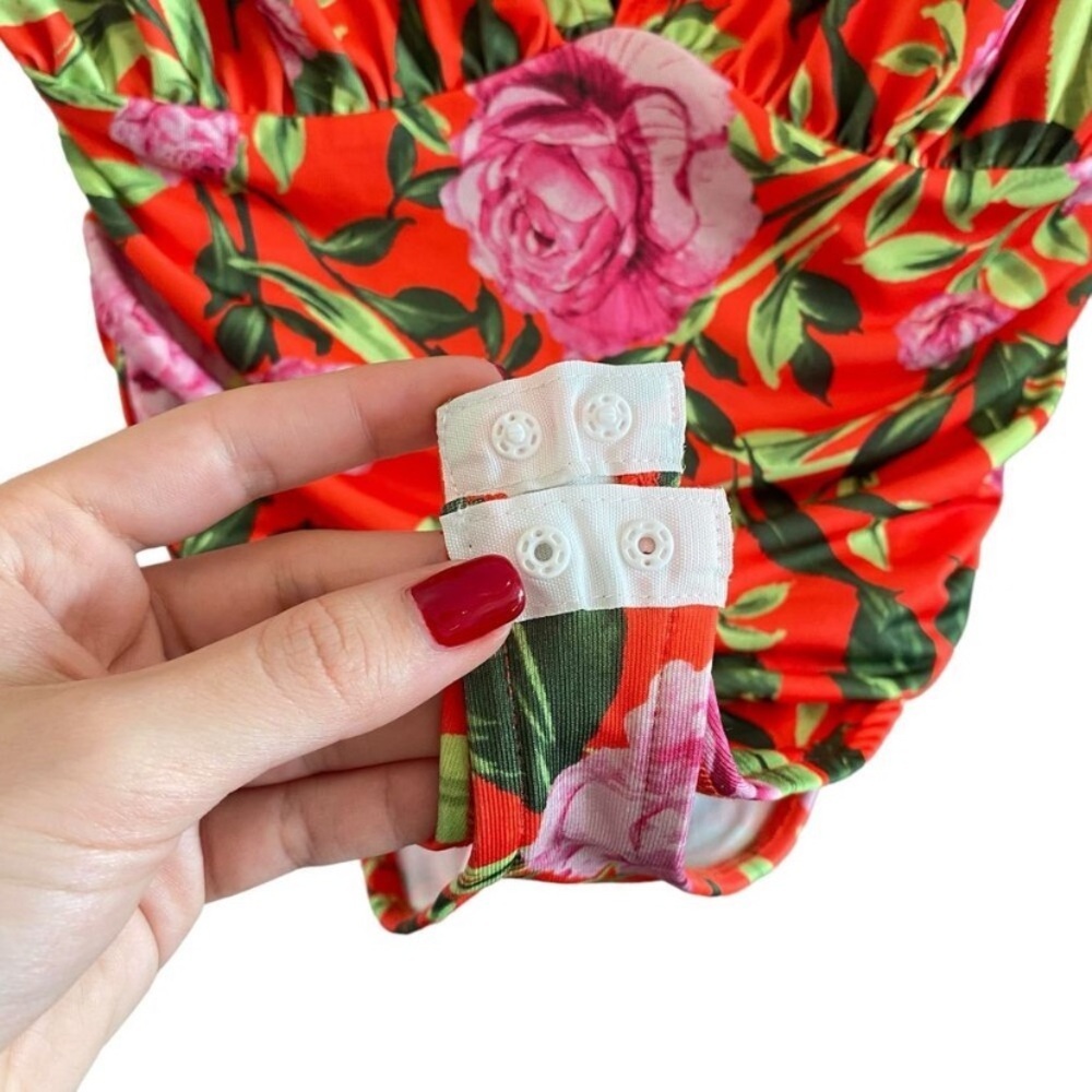 Zara Floral Draped V Neck Plunge Bodysuit Blogger Favorite - Picture 5 of 11